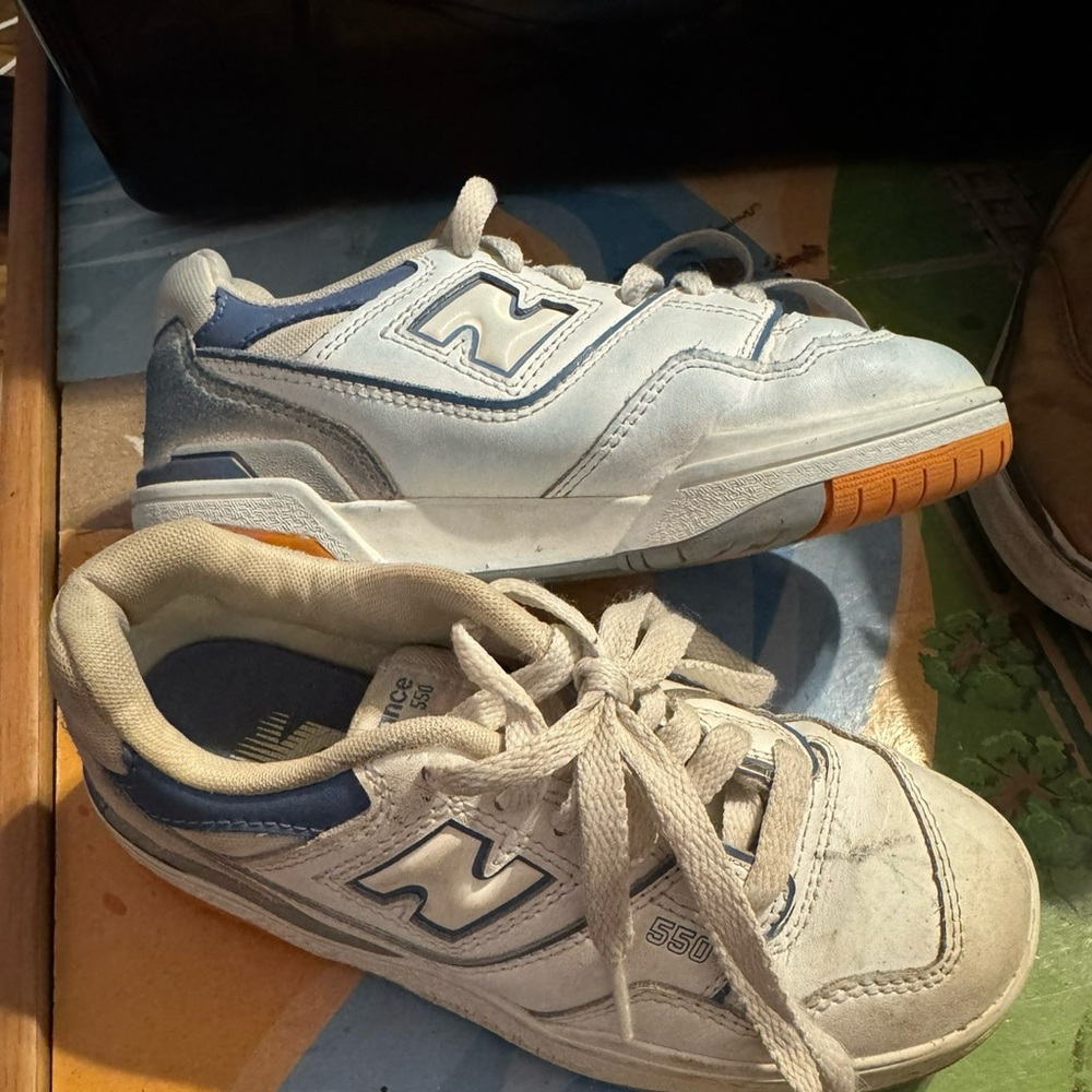 New Balance Kids' White and Blue Sneakers